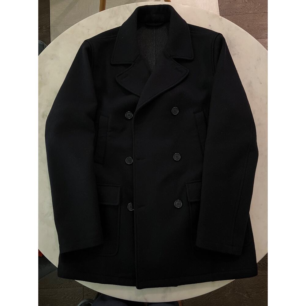 $3900 Mandelli Bergdorf Goodman Navy 100% Wool Peacoat Men Size IT54 - NEW